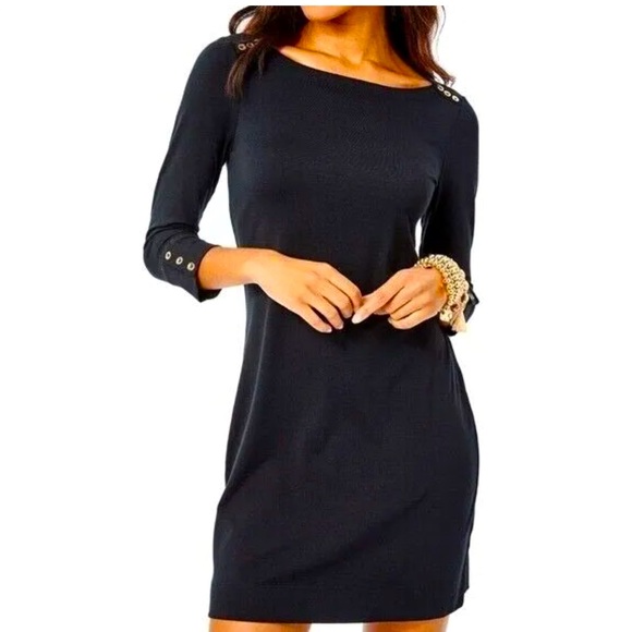 NWT Lilly Pulitzer Women's Black Sophie Dress UPF 50+ in ONYX XL - Picture 2 of 6